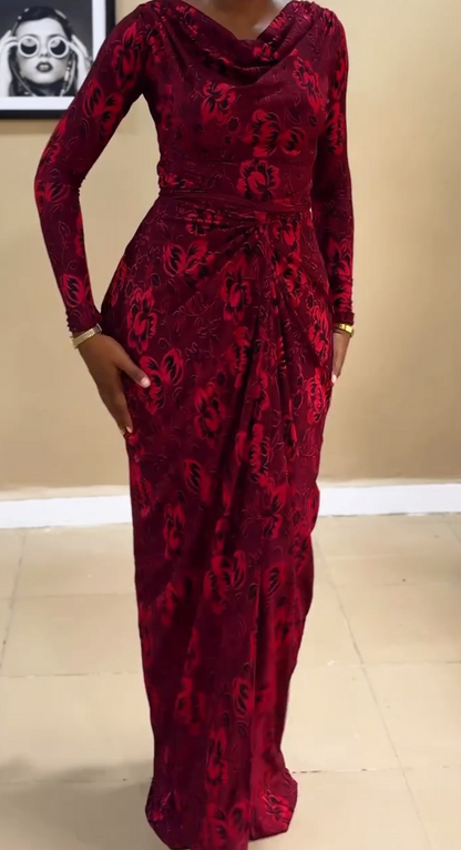 Red dress with a knotted neckline