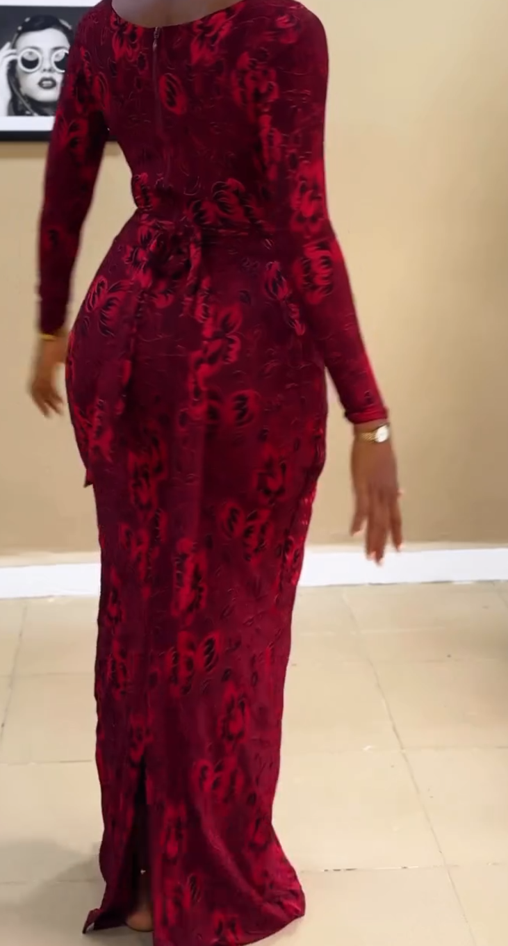 Red dress with a knotted neckline