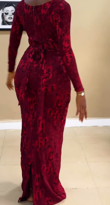 Red dress with a knotted neckline