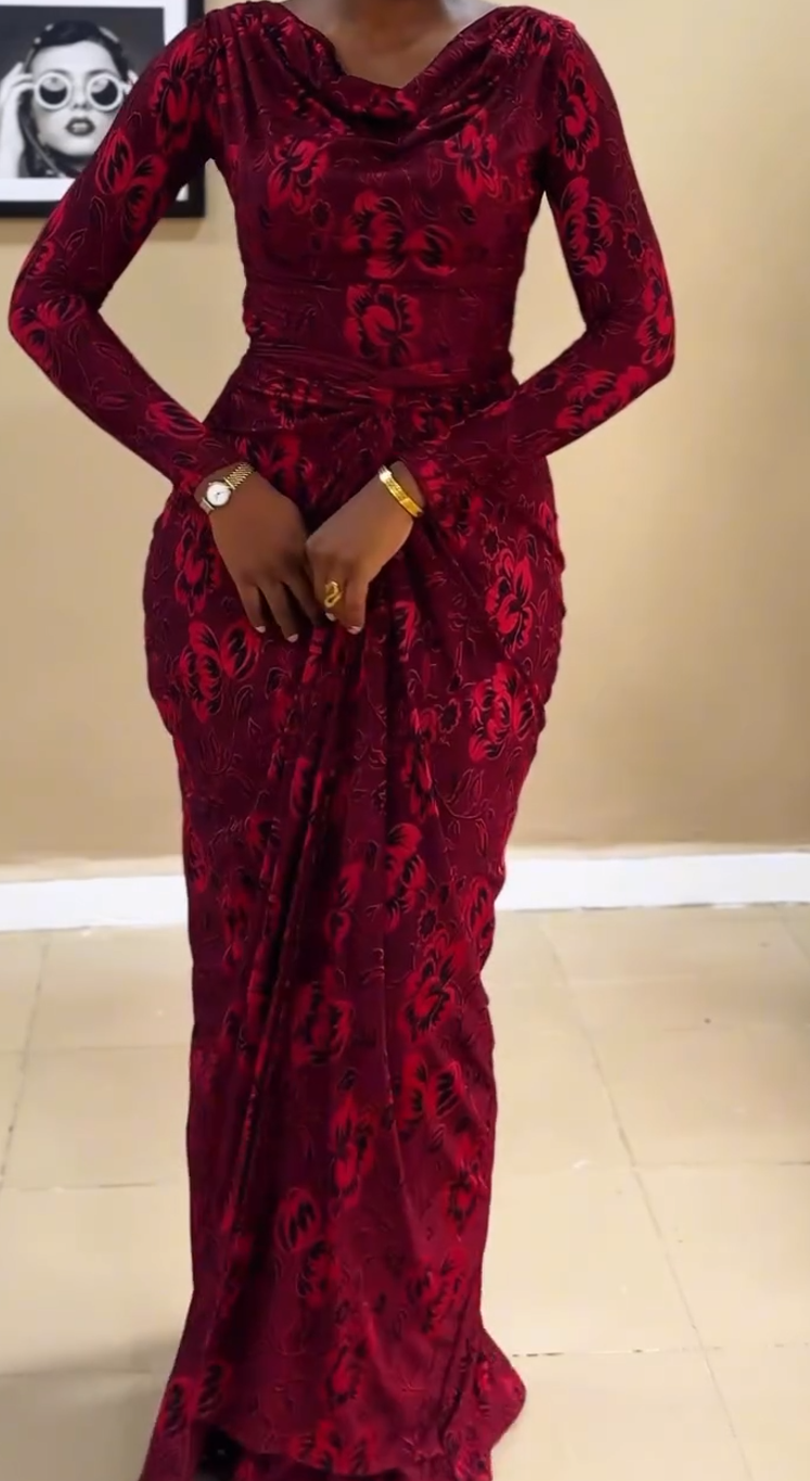 Red dress with a knotted neckline