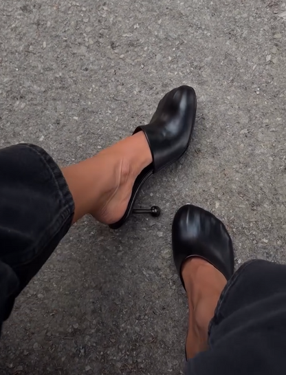 Leather semi-enclosed high heels