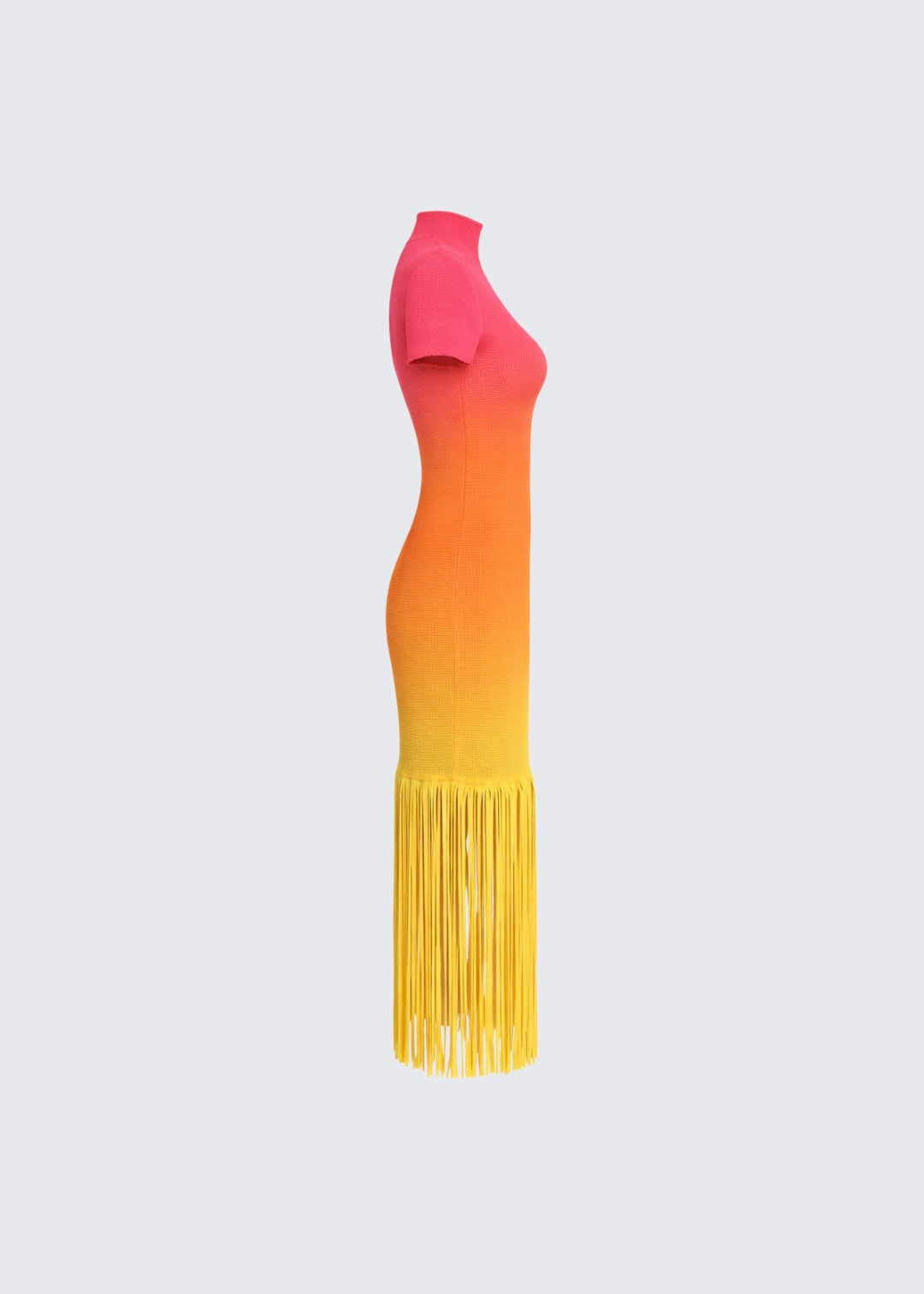 Ombré-effect stretch maxi skirt with fringe detail