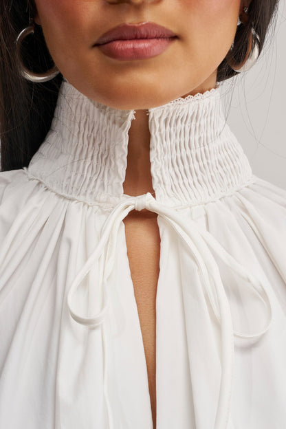 MARIA LACE TRIM POPLIN BLOUSE