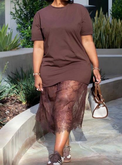 Lace Skirt and Tee Set