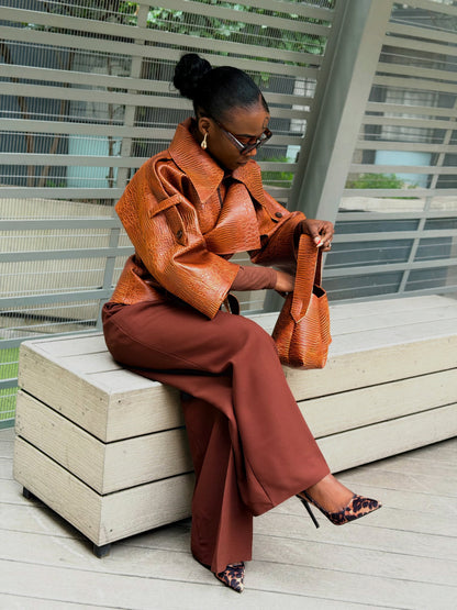 Ostrich leather short jacket