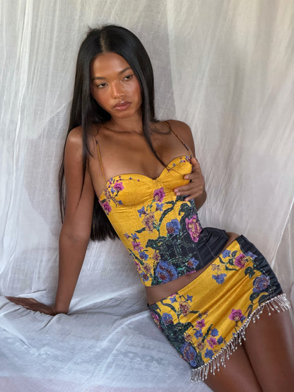 Heavy embroidery beaded two-piece set
