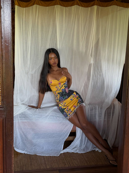 Heavy embroidery beaded two-piece set