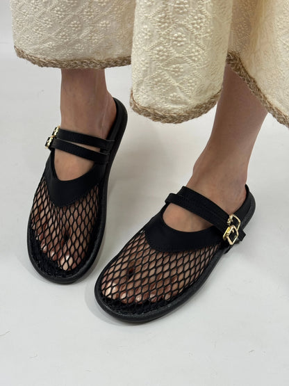 Breathable mesh cutout flats