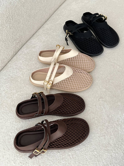 Breathable mesh cutout flats