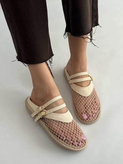 Breathable mesh cutout flats