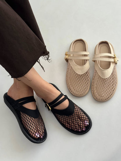 Breathable mesh cutout flats