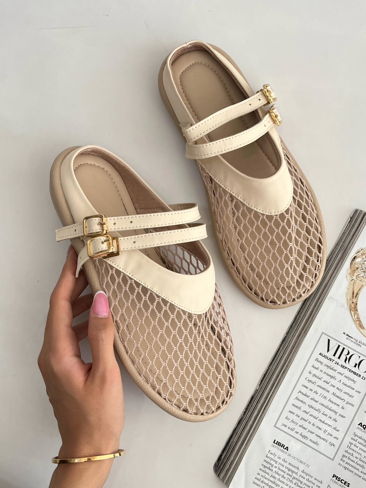 Breathable mesh cutout flats