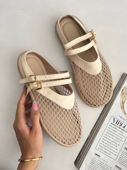 Breathable mesh cutout flats