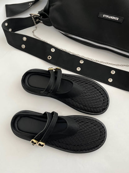 Breathable mesh cutout flats