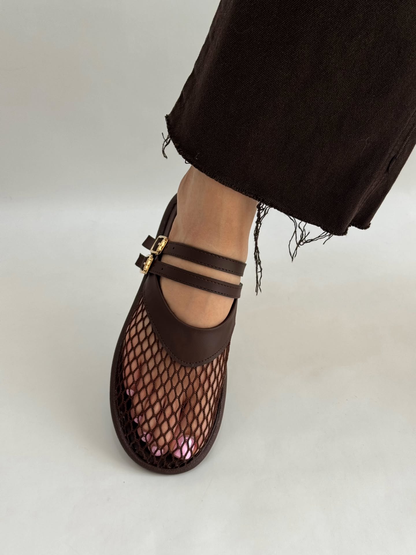 Breathable mesh cutout flats