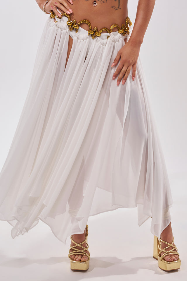Gold chain chiffon suit