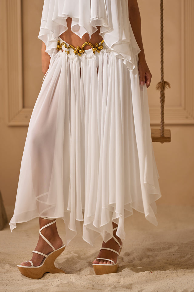 Gold chain chiffon suit
