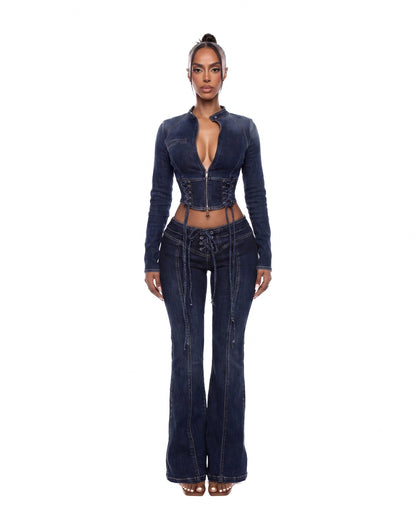 Form-fitting denim set