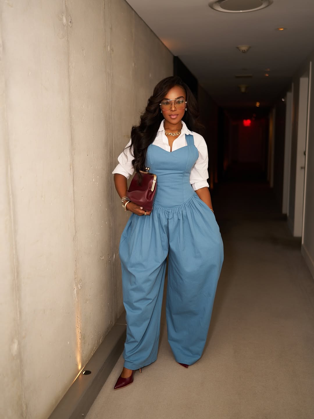 Waist-cinching wide-leg jumpsuit