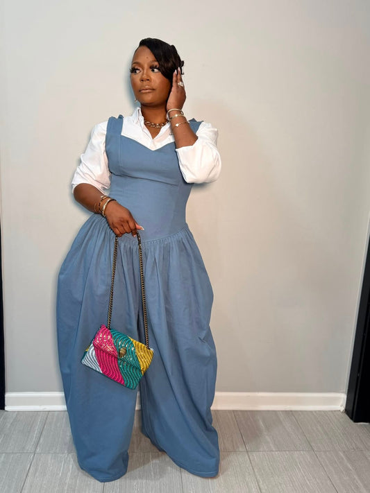 Waist-cinching wide-leg jumpsuit