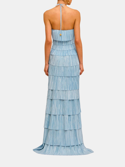 Pleated sleeveless gown