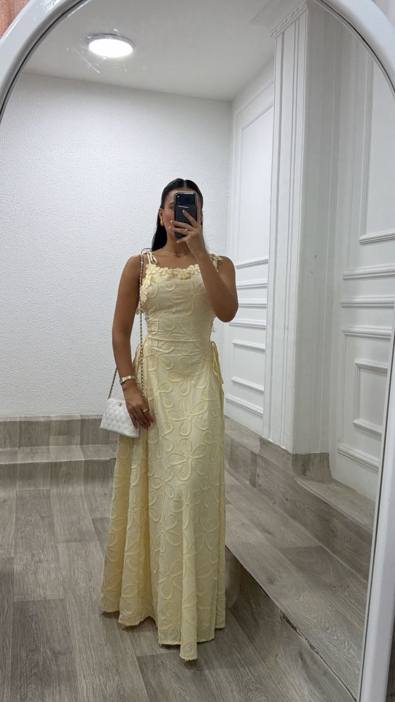 Embroidered lace camisole maxi dress