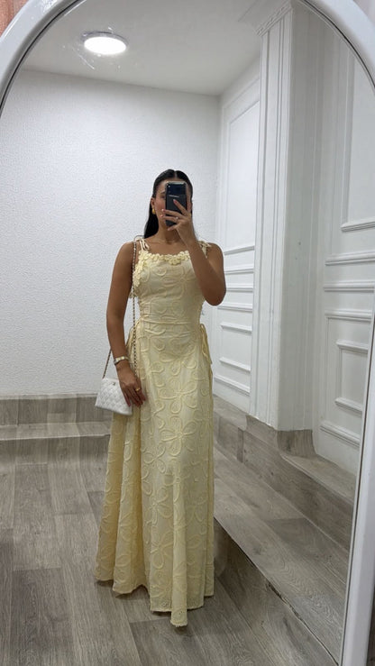 Embroidered lace camisole maxi dress