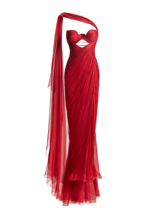 Asymmetrical draped dress