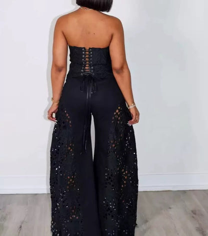 Lace tube top two piece set