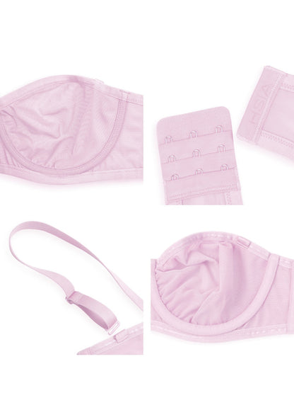 Sheer mesh unlined underwire strapless bra