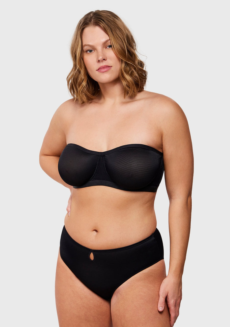 Sheer mesh unlined underwire strapless bra