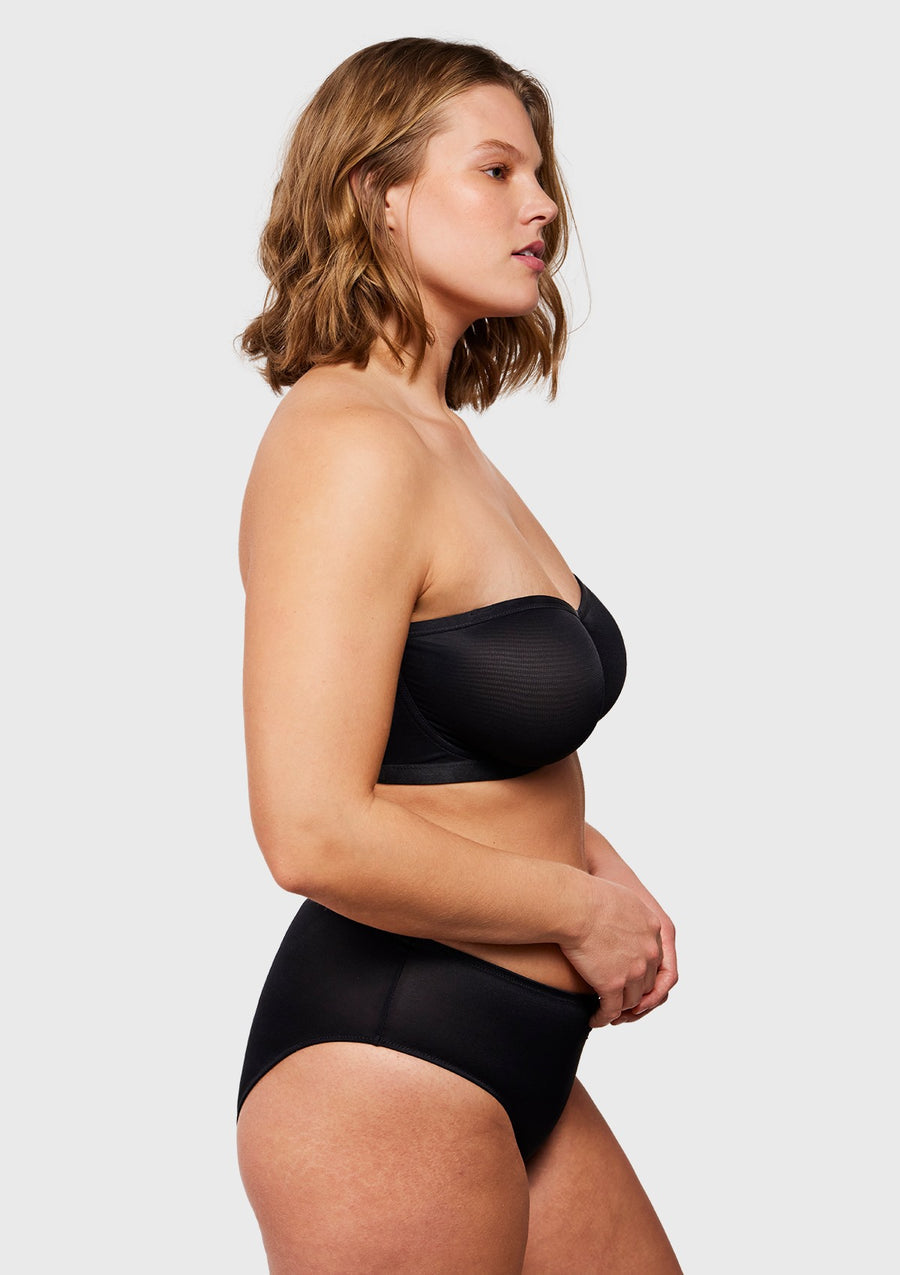 Sheer mesh unlined underwire strapless bra