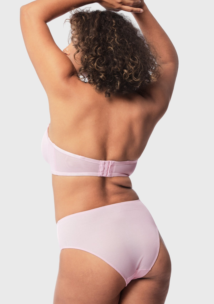 Sheer mesh unlined underwire strapless bra