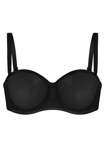 Sheer mesh unlined underwire strapless bra