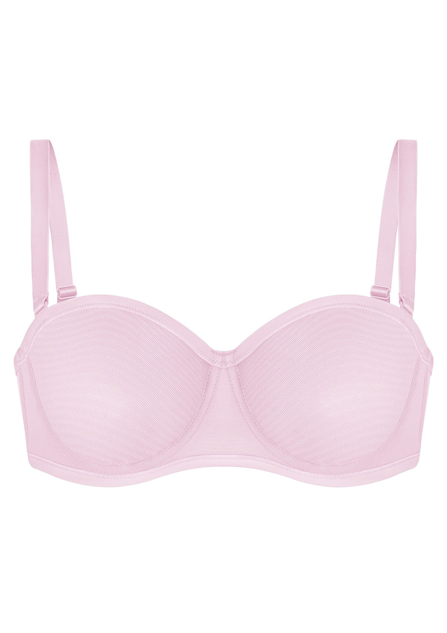 Sheer mesh unlined underwire strapless bra