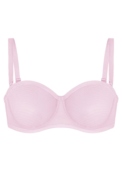 Sheer mesh unlined underwire strapless bra