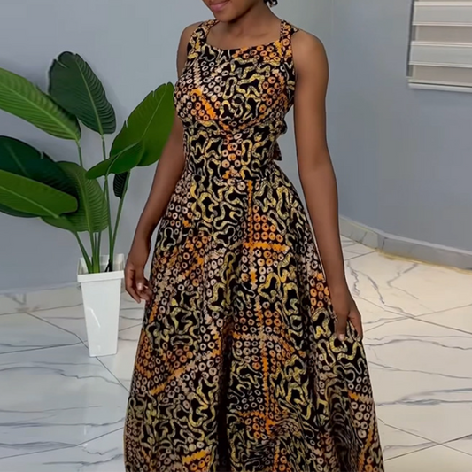 High waisted backless A-line dress