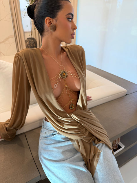 The Brown Wrap Top