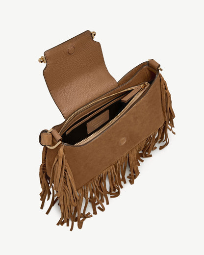 Soft calfskin tassel shoulder bag