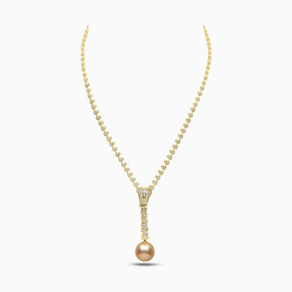 Pearl and Diamond Zipper Necklace