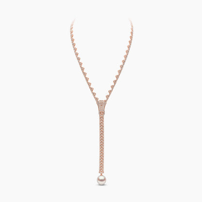 Pearl and Diamond Zipper Necklace
