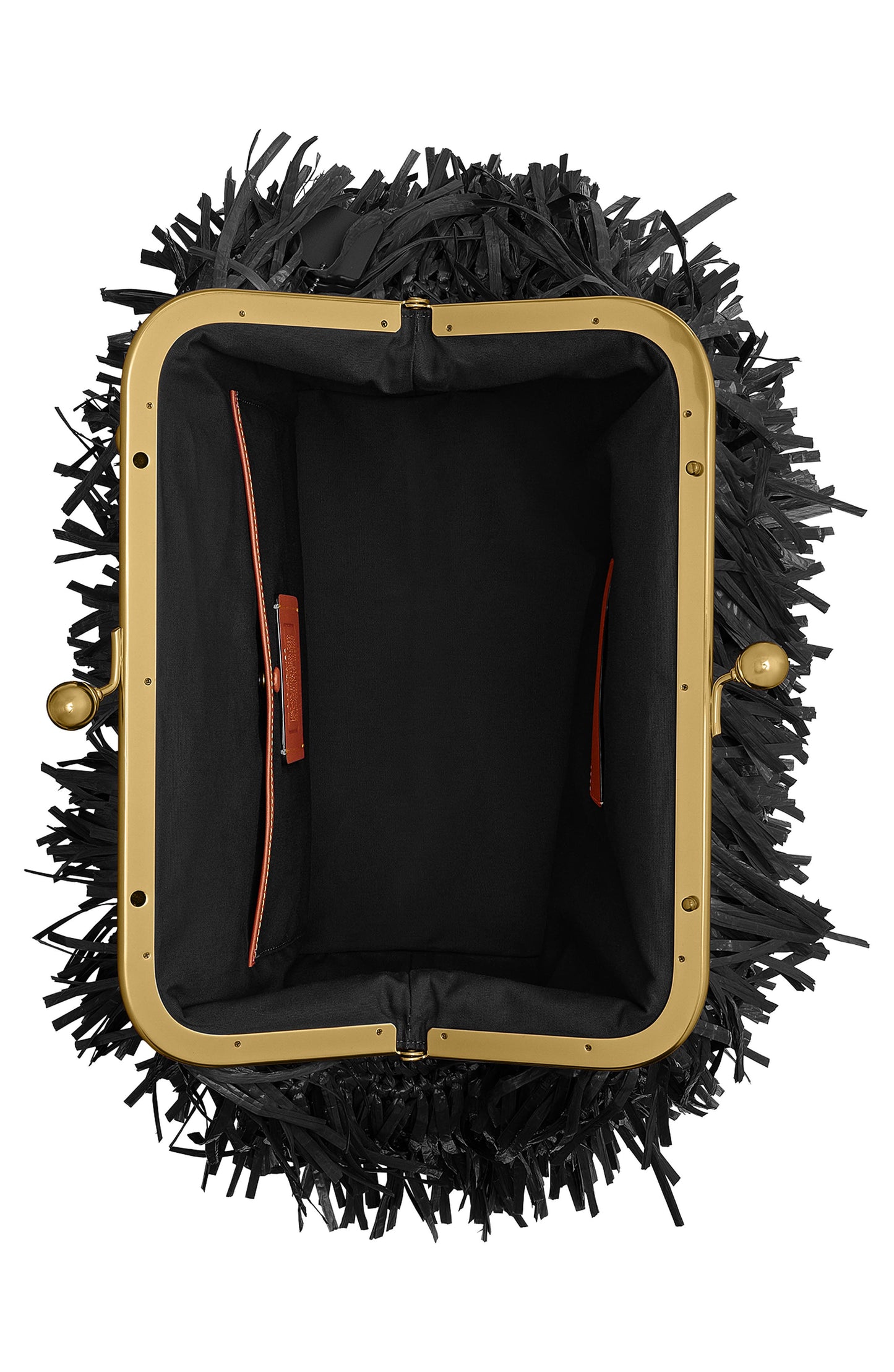 Kisslock Fringe Straw Frame Bag