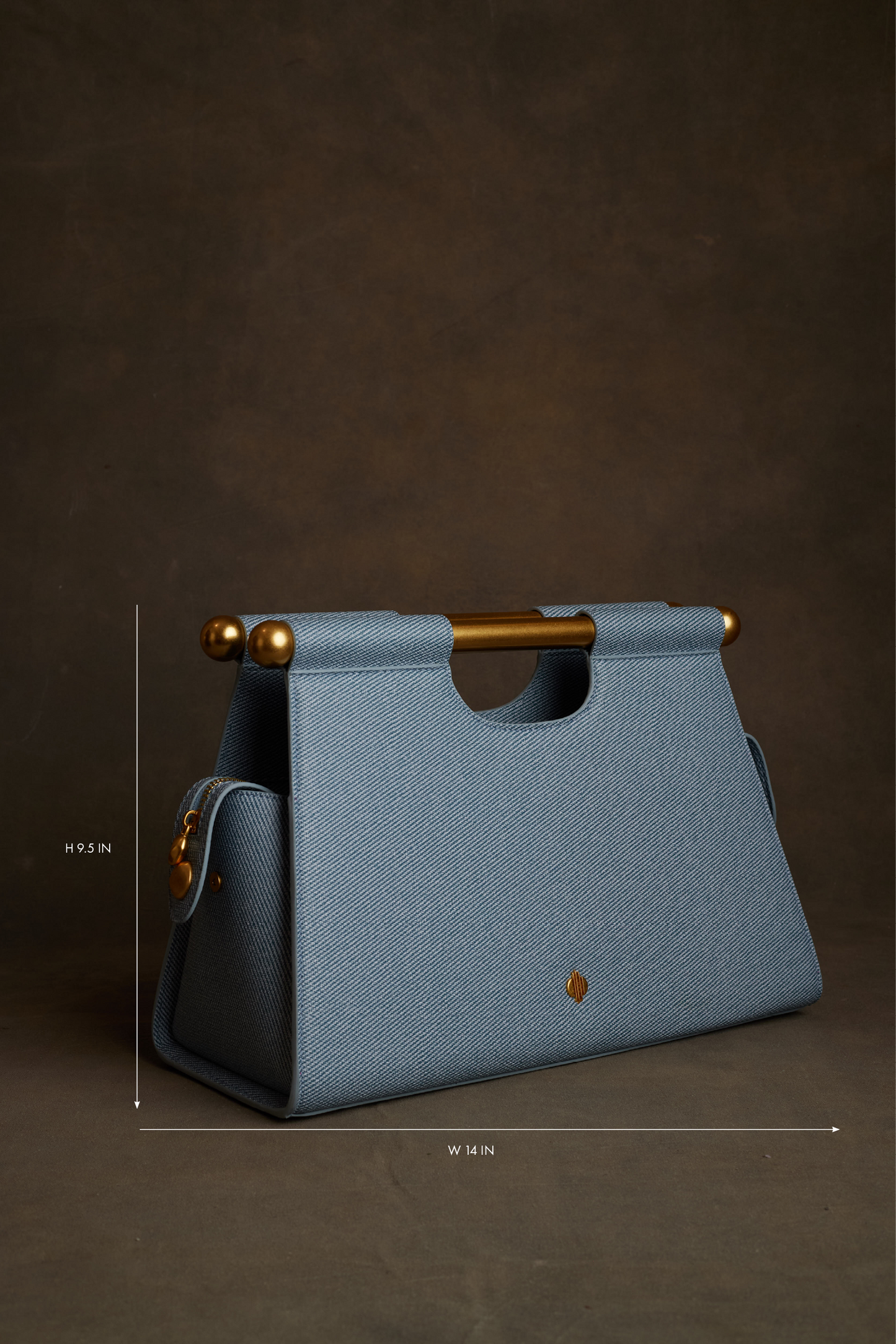 Structured light blue denim handbag