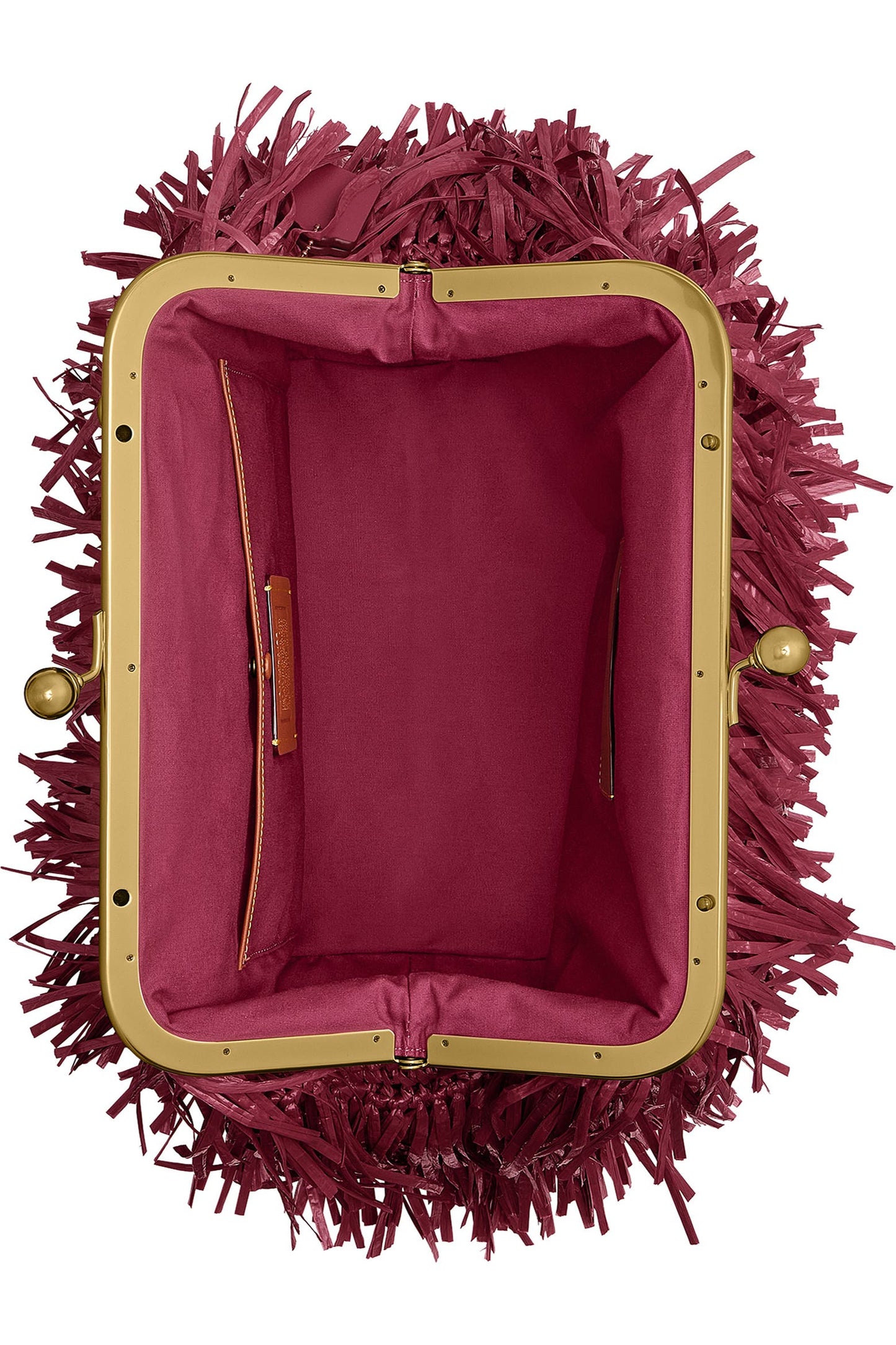Kisslock Fringe Straw Frame Bag