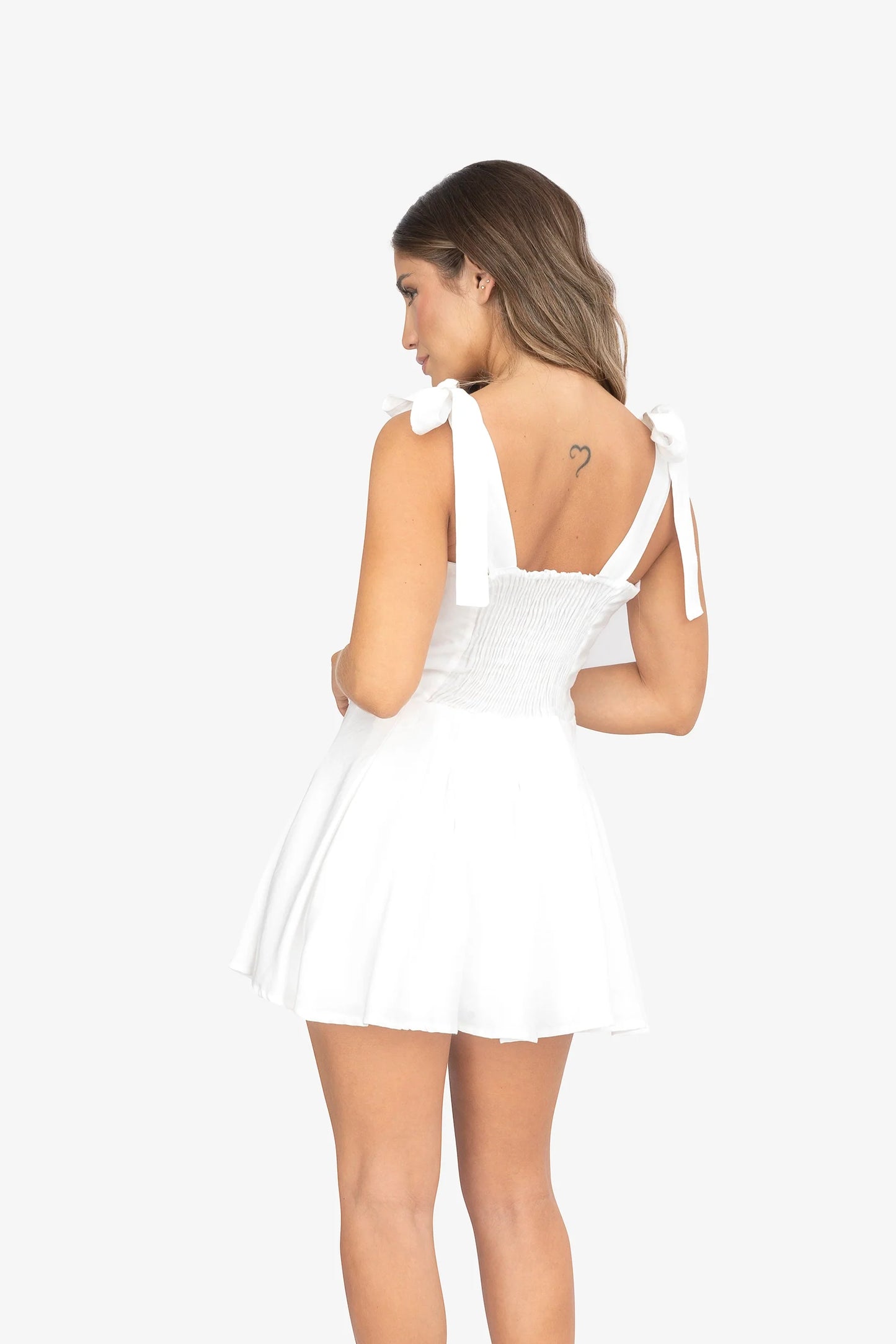 White strappy short dress