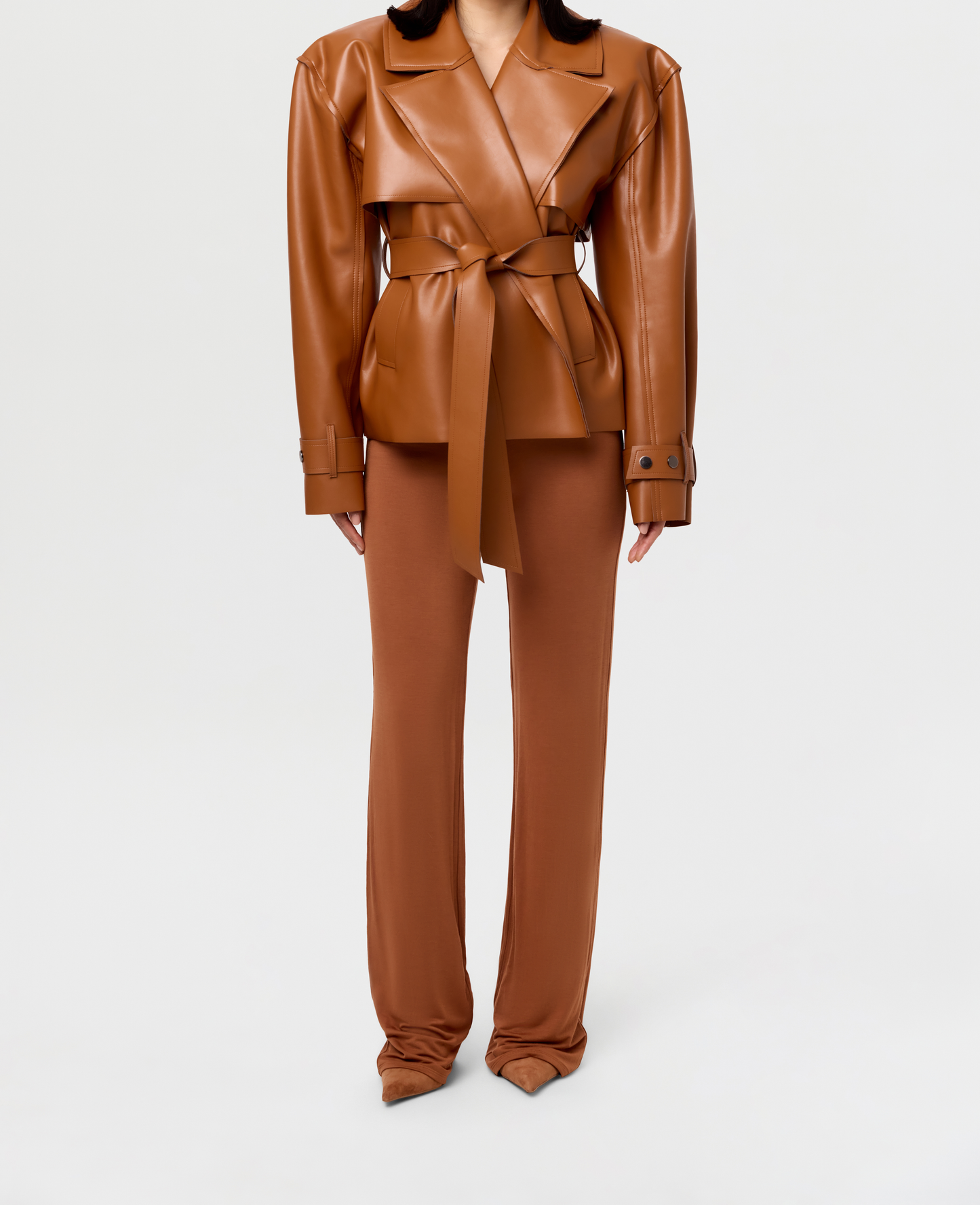 Vegan leather oversized trench coat
