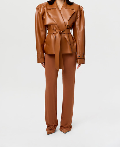 Vegan leather oversized trench coat