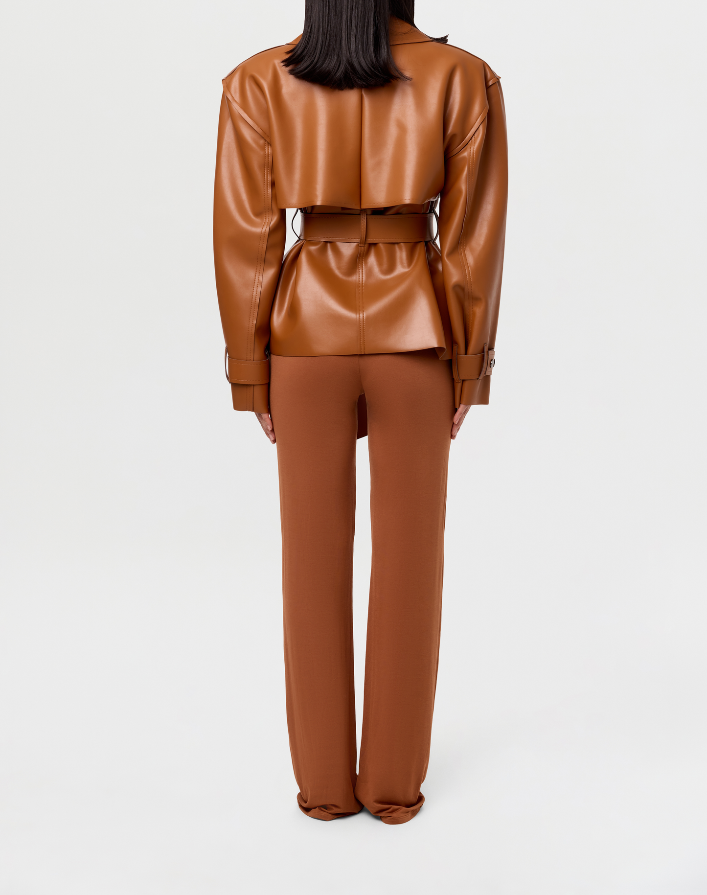 Vegan leather oversized trench coat
