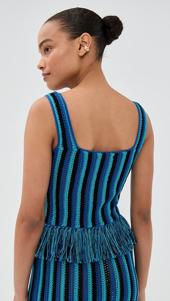 Stretchy Striped Crochet Bodycon Dress Set