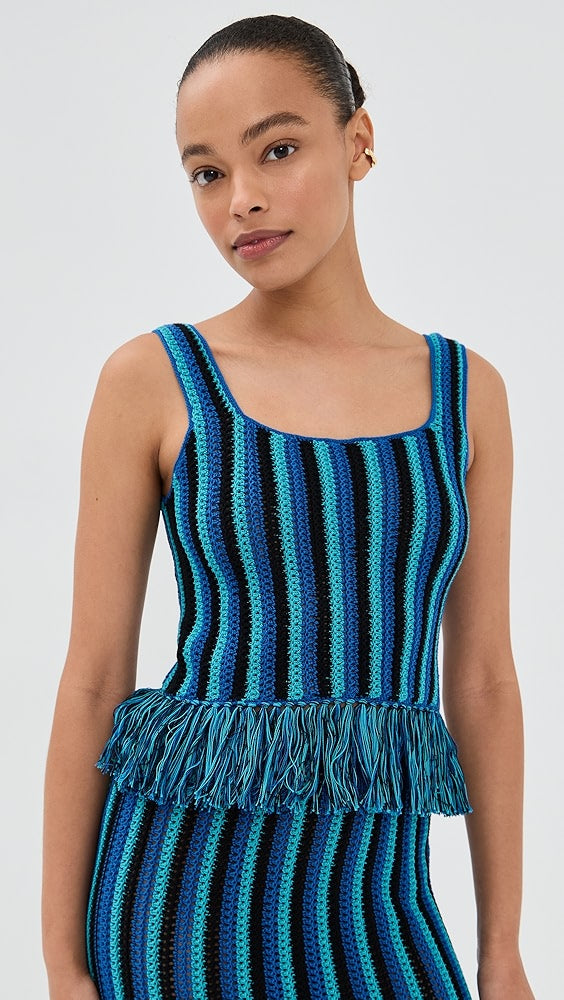 Stretchy Striped Crochet Bodycon Dress Set